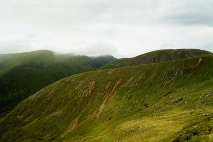 Sron a' Choire Ghairbh left and Meall na Teanga right. Photo Colin Matheson