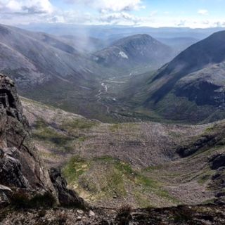 View from Braeriach - Carn a' Mhaim centre, Cairn Toul is top of slope to the right. Photo Fran Britain