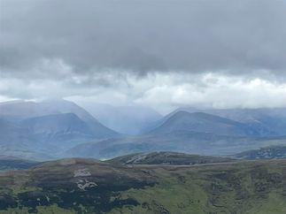 Looking across to the moody-looking Cairngorms and the Lairig Ghru