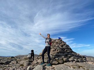 Corri and dog on top of Cairngorm