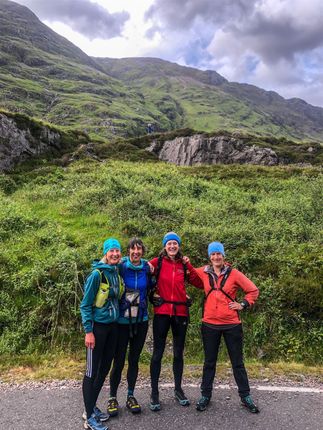 Meeting the next team of Katy and Susan who were about to head over Bidean nam Bian.